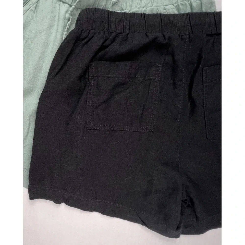 BRIGGS Womens Shorts BUNDLE 2 Pair M Black Mint Green Linen Blend Summer Casual